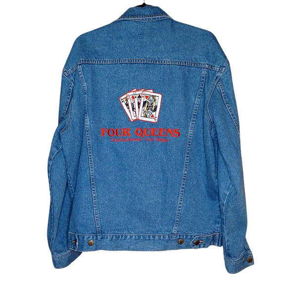 Four Queens Other - Vintage Mens Large Denim Jacket Four Queens Casino Hotel Las Vegas Blue Denim